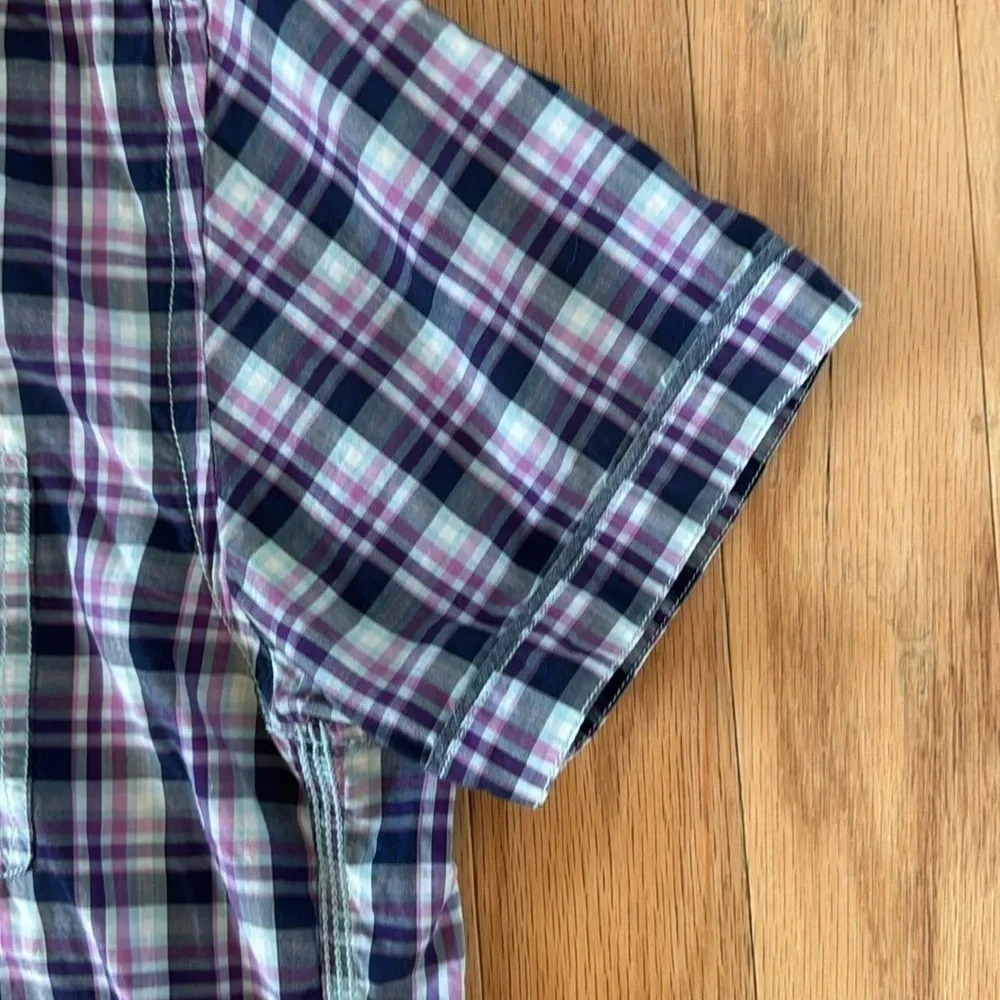 Robert Graham Purple Plaid Men's Cotton Button Down Short Sleeve Shirt Size L - Picture 7 of 11